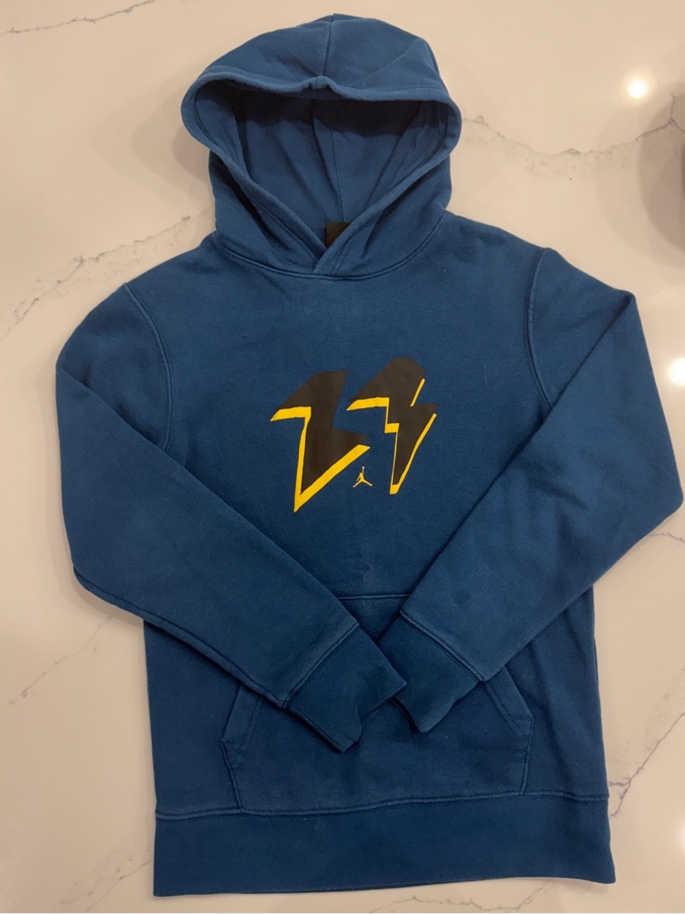 Jordan Blue Hooded Sweatshirt with Yellow Accent Logo